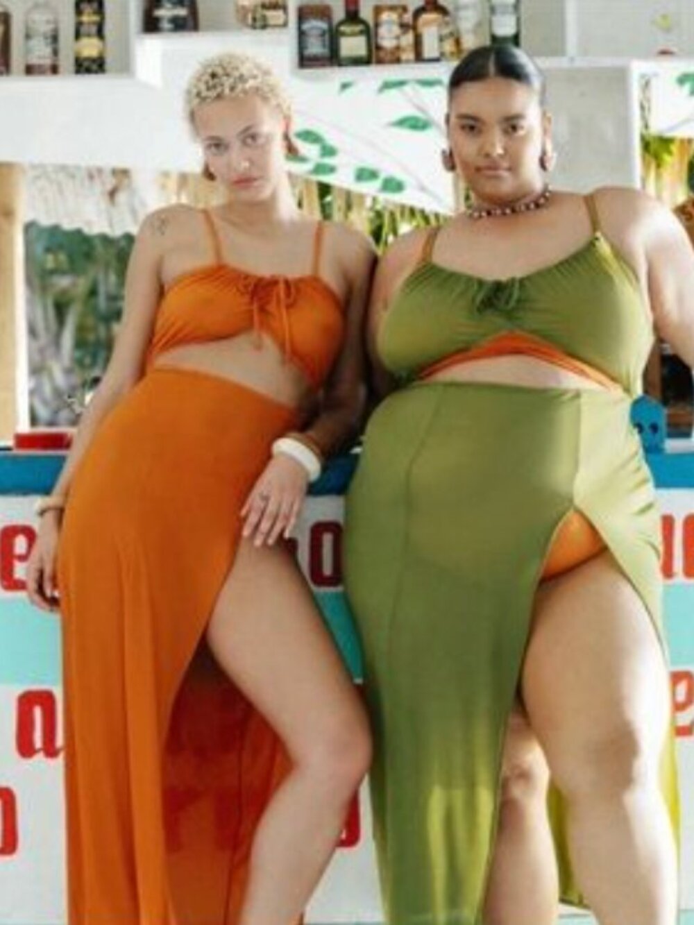 Parade Mesh Green Silky Swim Cover Up Size Medium Cutout and Slit